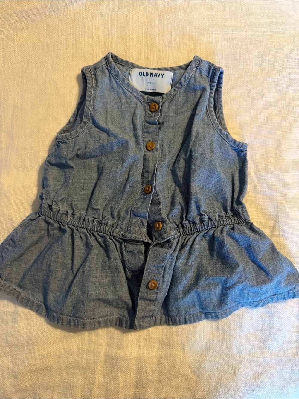 Old Navy Light Blue Denim Button-Front Peplum Tank